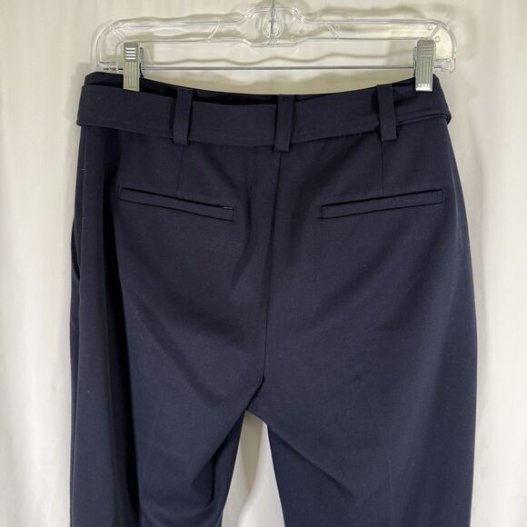 Loft Dress Pants Women's Petite 4 Blue Tie Waist Cuffed Hem Zip Button Slim Leg - Picture 10 of 12
